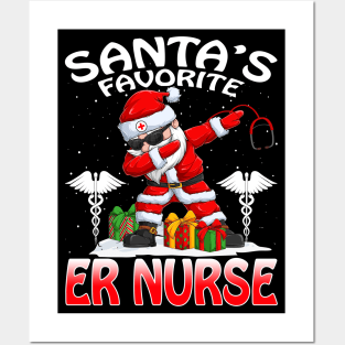 Santas Favorite Er Nurse Christmas T Shirt Posters and Art